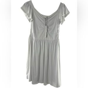 NWT Susana Monaco White Cap Sleeve Ruche Front Dress XL